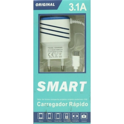 Carregador V8 Micro USB 3.1A 1200mm | SMART FAST CHARGER.