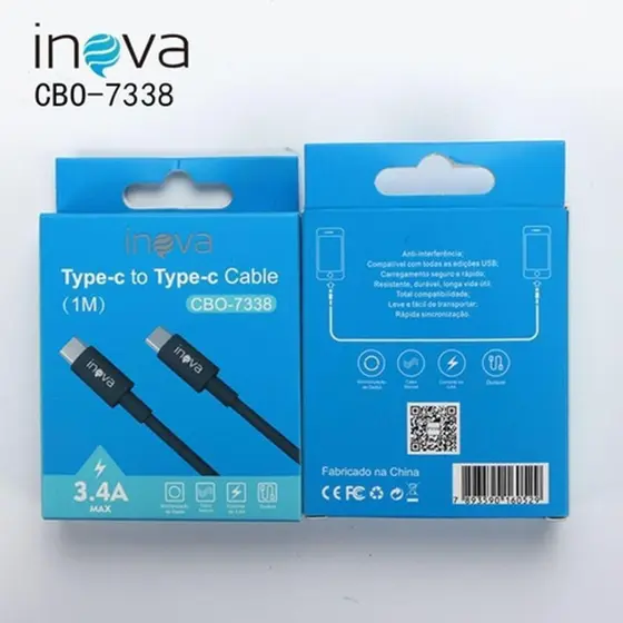 Cabo USB C para USB C 3.4A 1m | INOVA CBO-7338