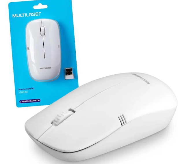 Mouse Sem Fio Lite 2.4ghz 1200dpi Branco Multilaser Mo286