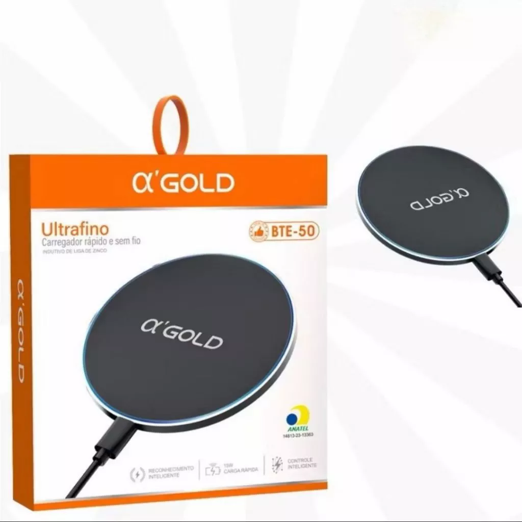 Carregador Por Indução Rapido Ultrafino 15W | A'GOLD BTE-50