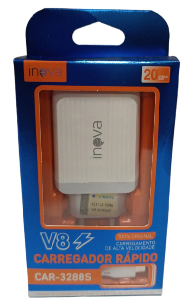 carregador Inova 3,1A com cabo V8