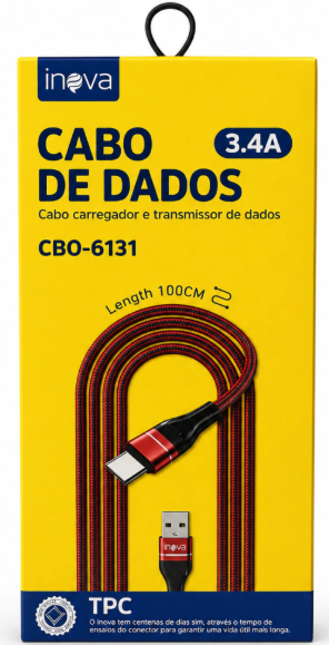 cabo USB para Tipo-C Inova, 3,4A e 1 metro
