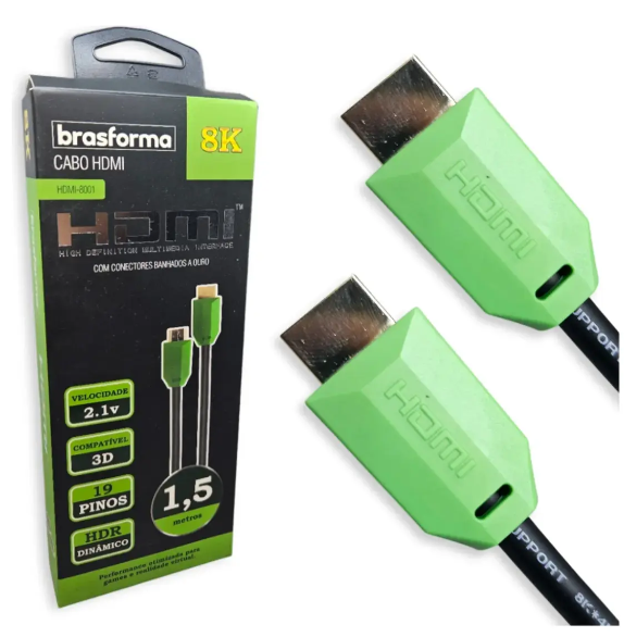 Cabo HDMI 2.1 Brasforma – 1,5 Metro