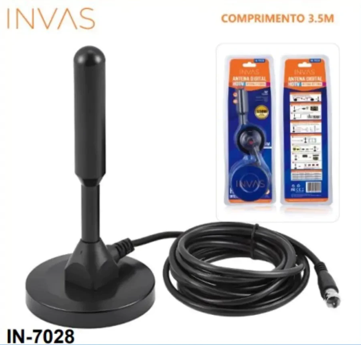 Antena Digital HDTV Interna e Externa INVAS – 5 Metros