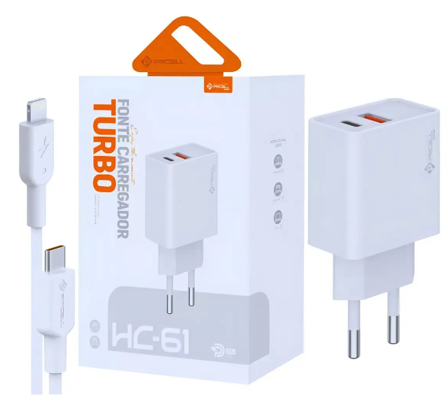 Carregador Turbo PMCELL HC-61 40W com Cabo Lightning