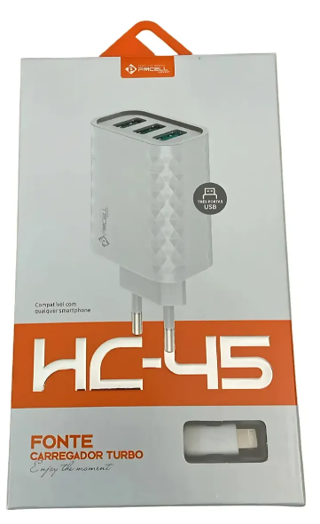 Carregador Turbo PMCELL HC-45 com 3 Portas USB